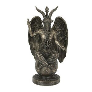 Baphomet Sabbatic Goat Idol Sitting On Globe Statue Satanic Occult Altar